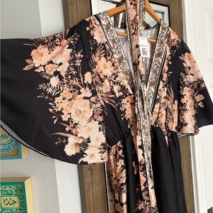 Floral Kimono with Wide Sleeves